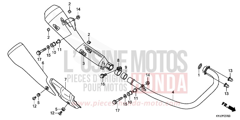 ABGAS-SCHALLDAEMPFER von CBR250R ABS PEARL HIMALAYAS WHITE (NHA87) von 2013